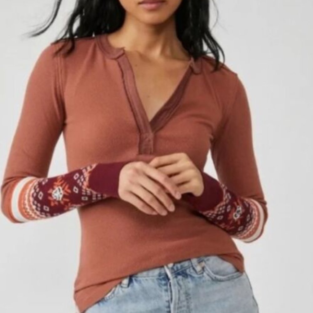 NWT Free People Mikah Layering Thermal Cuff / Autumn Combo